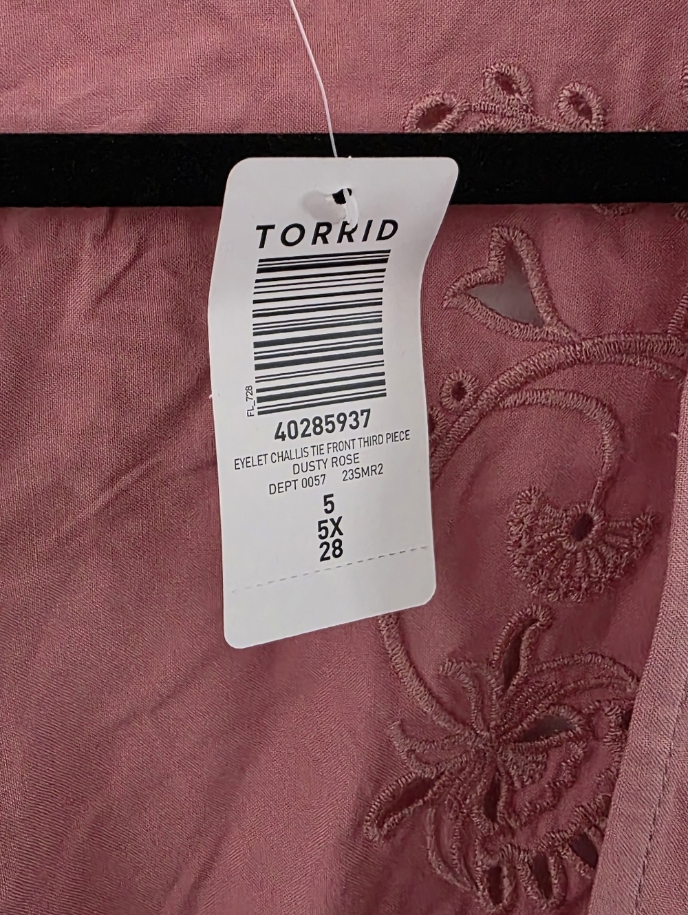 NWT Torrid Eyelet Challis Tie Front Top - Picture 6 of 9